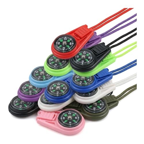Kids Mini Compass Party Favors 27 Pack, 9 Colors 3 Each, Pocket Clip Compass