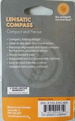 ULTIMATE SURVIVAL TECHNOLOGIES Lensatic Compass 20-310-DC45, new in package