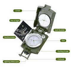 Compass,Outdoor Military Waterproof Lens Sighting Compass,High 4074-Green