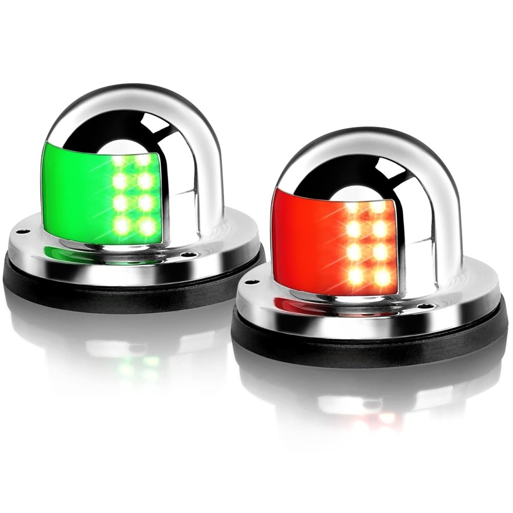 LED Boat Navigation Lights Red Green Bow Marine Port Starboard Deck Mount