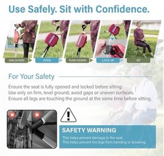 STEP2GOLD Ta-Da Chair Series 2 Portable Trekking Hiking Pole – M (34.2″) – Blue