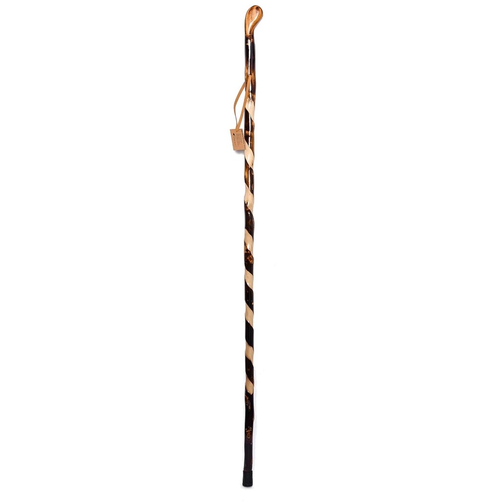 Dark Brown Wood Walking Cane 55″ – Hand Strap & Rubber Tip