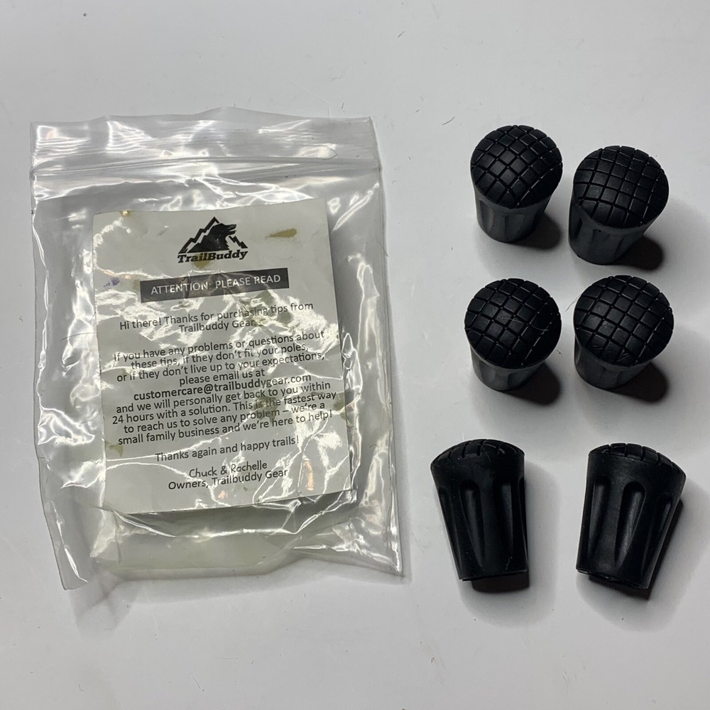 Pack Of 6 TrailBuddy Walking Stick Tips Replacement Rubber Cane Tips Fit Most
