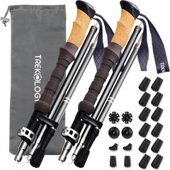 TREKZ Cork Trekking Poles Set with 12Pc Rubber Tips – Collapsible Nordic Hiking
