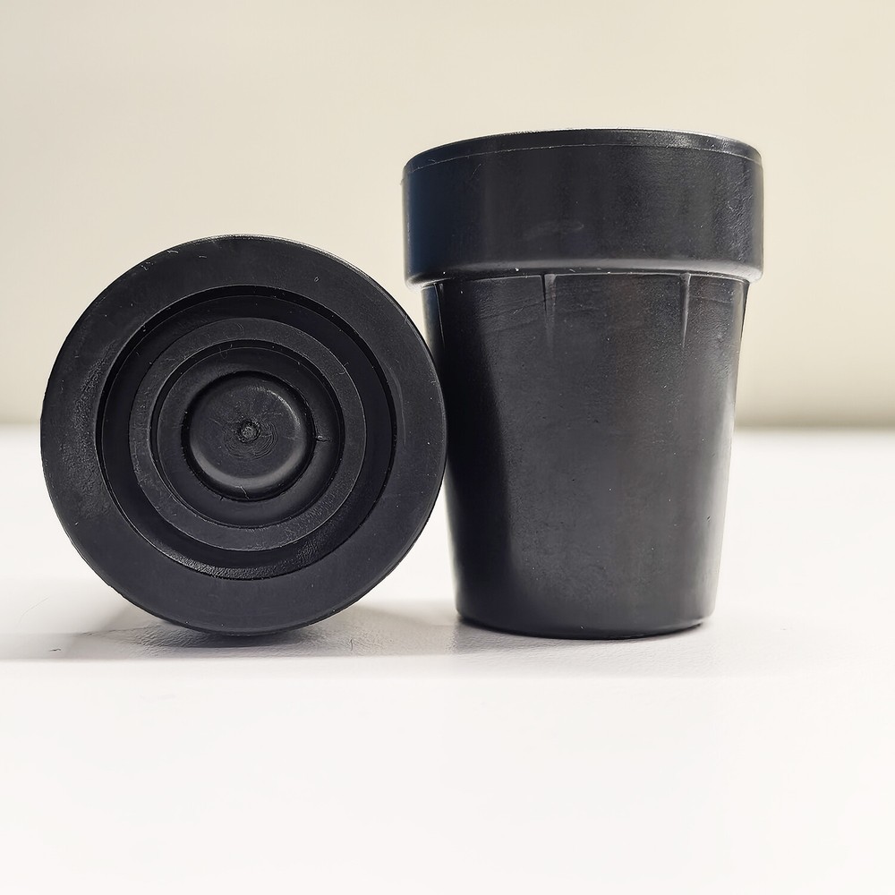 2pcs Replacement Rubber Cane Tips with Metal Washer for 3/4″ in Black – Durable