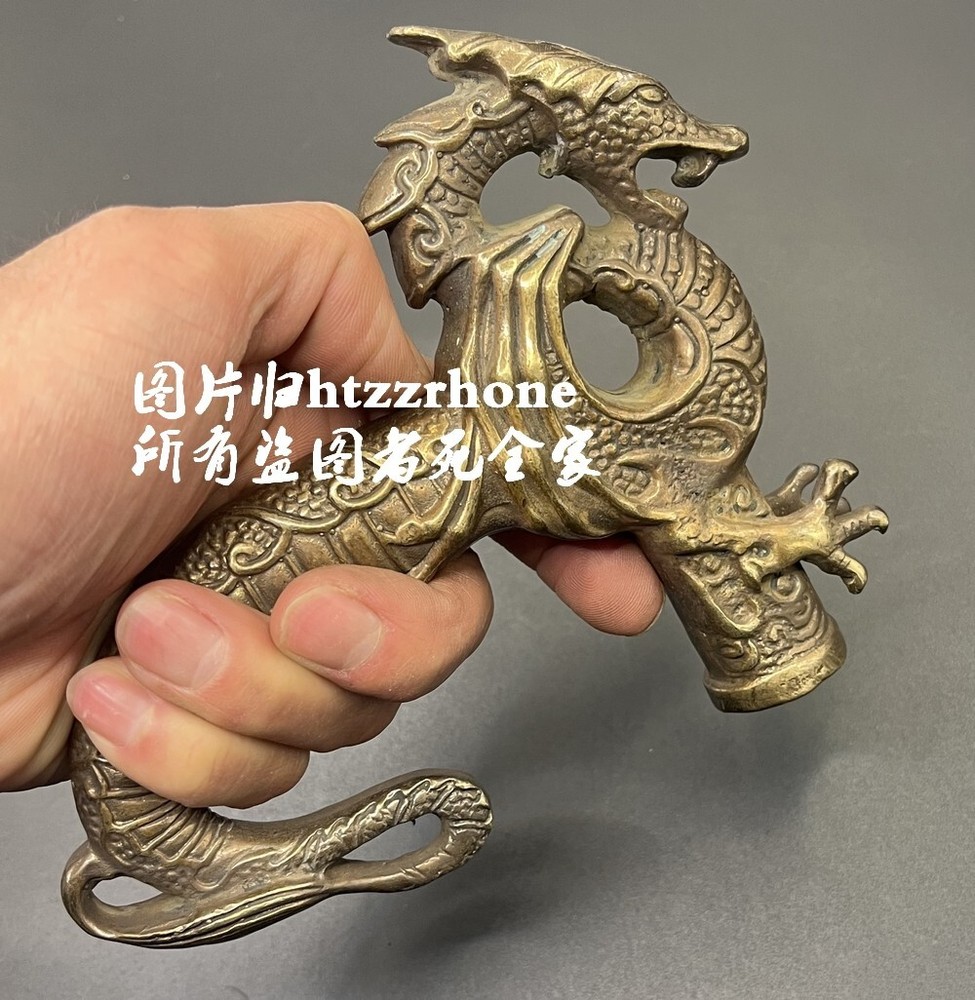 Brass Dragon Statue Walking Stick Cane Handle Top Head Topper Hand Grip Collect