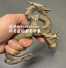 Brass Dragon Statue Walking Stick Cane Handle Top Head Topper Hand Grip Collect