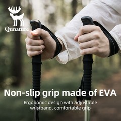Qunature Foldable Lightweight Aluminum Trekking Pole with Adjustable Height&Grip