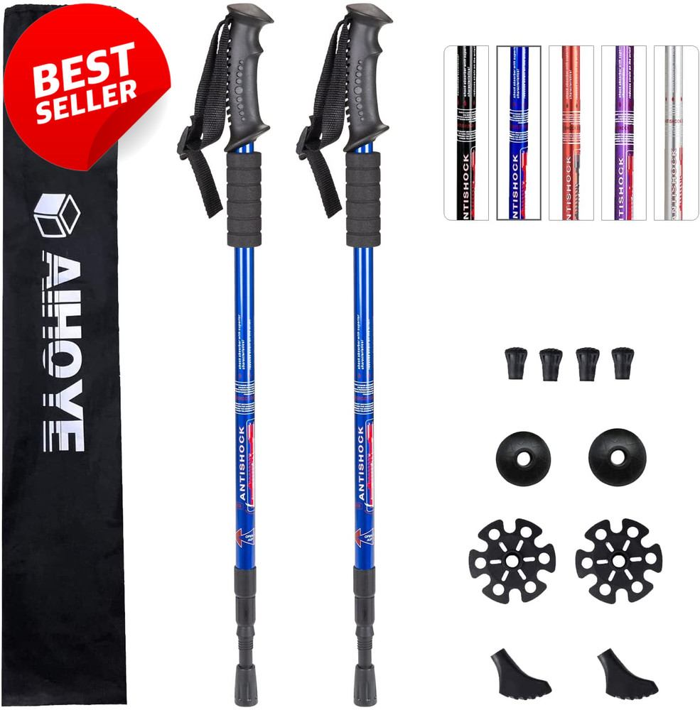 2 Pack Collapsible Trekking Poles Lightweight Anti Shock Adjustable Hiking – US