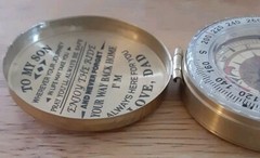 PP Bean Classic Compass “To My Son…Love Dad” Gold Pocket Compass NEW NIB