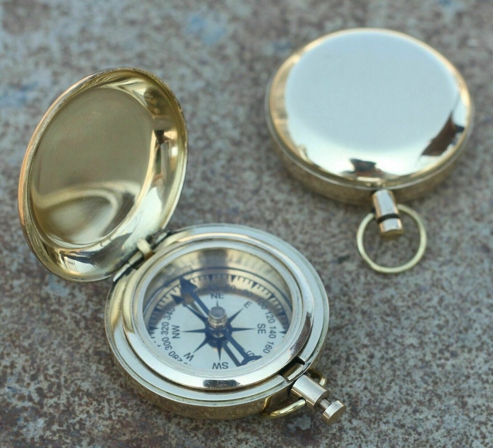 Lots of 3 PC’s Solid Brass 2.5 Inch Push Button Nautical Vintage Pocket Compass