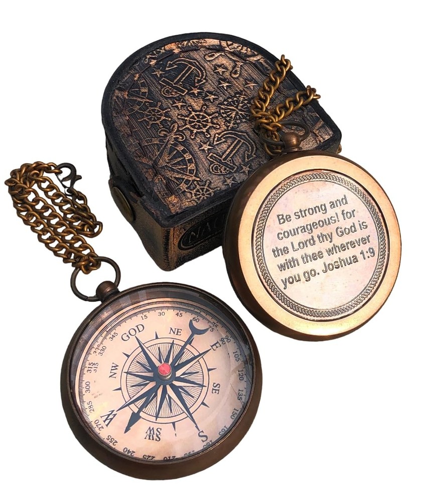 Brass Compass – “God My Lord Guide Me” Engraved, Handmade Personalized Gift f…