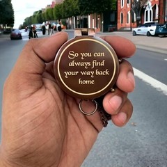 So You can Antique Brass Compass with Stamp Leather Case 2 Inches Engraved Quote