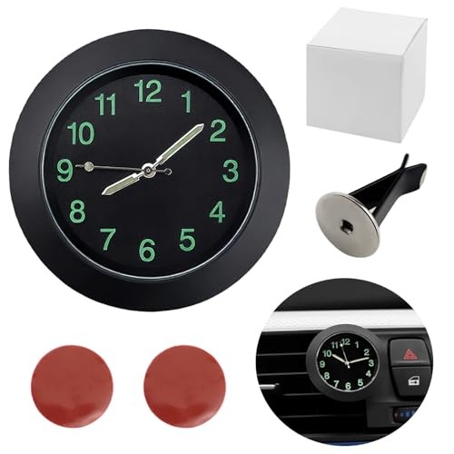 Car Dashboard Clock, Mini Luminous Car Clocks, Universal Automotive Black