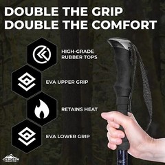 Lightweight Aircraft-Grade Aluminum Trekking Poles with Extended down Grip plus