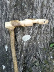 Handmade Snake/Python Cane Solid One Piece Walking Stick