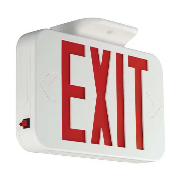 LED Lighted Exit Sign, Black, 1 or 2 Face(s), LED, Wall/Ceiling Mount, Not