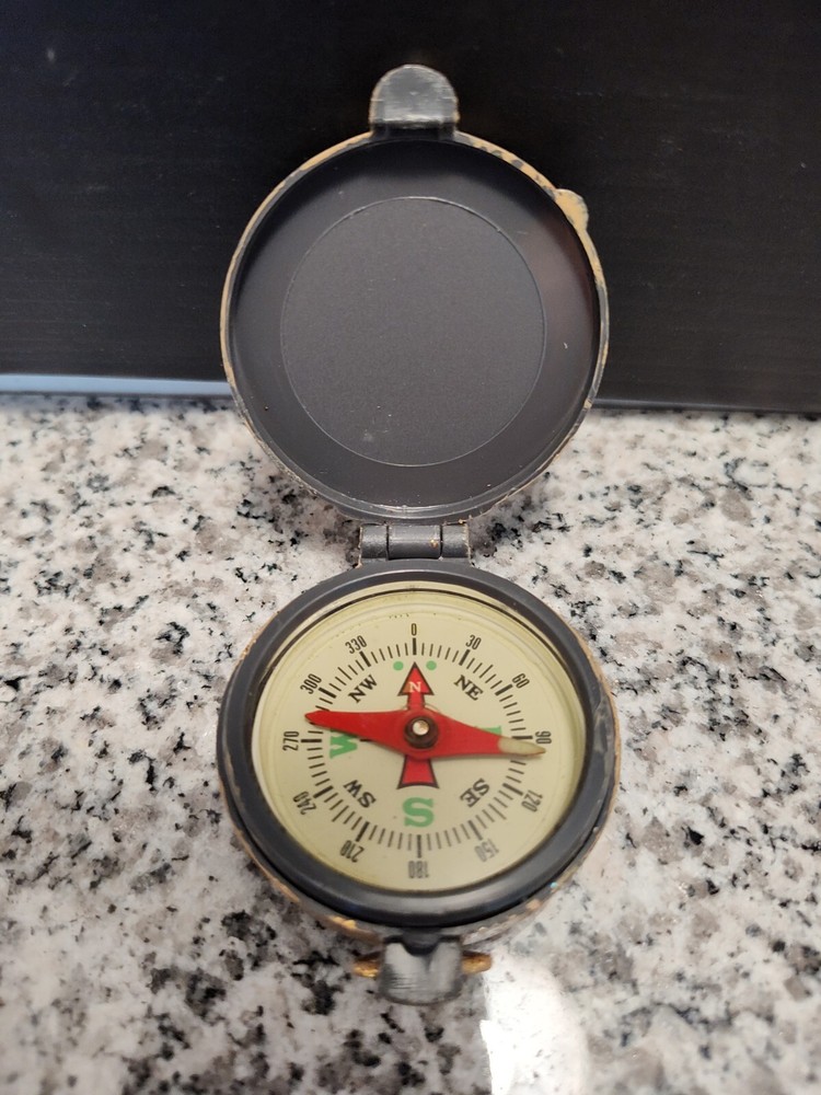 Compass – Outdoor Hiking Camping. Painted with Gold Glitter Paint.