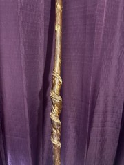 Hand Carved Wooden Walking Stick Staff Rustic Spiral Grip Hiking Cane Primitive