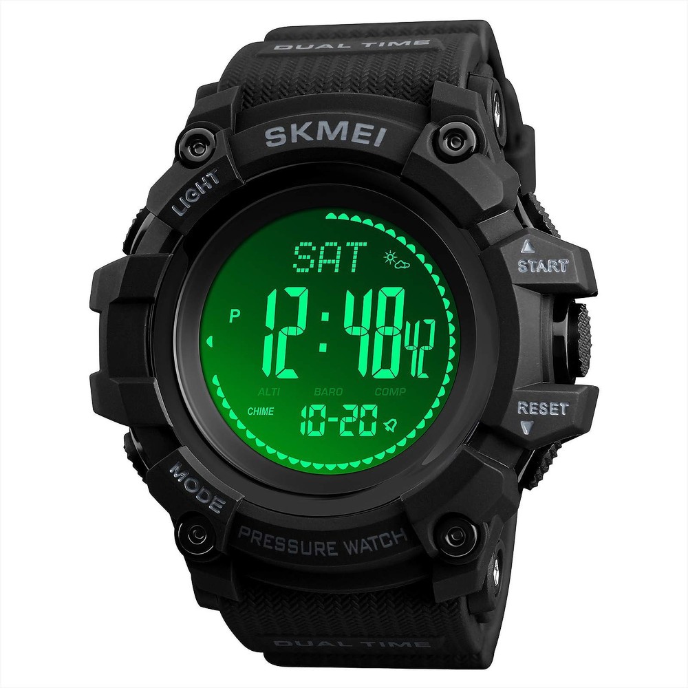 AOSLSI Watch Compass, Altimeter Barometer Thermometer Temperature, Black-A