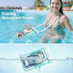 2 Pack IPX8 Waterproof Phone Pouch, Large Space Cell Phone Pouch Black + Green
