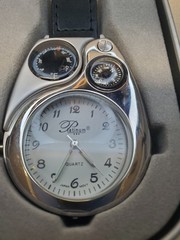 Compass Multifunctional Magnifying Lens Watch Temp & Clip Keychain
