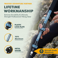 TR-Z Collapsible Trekking Poles, 7075 Aircraft Aluminum Lightweight Adjustable H