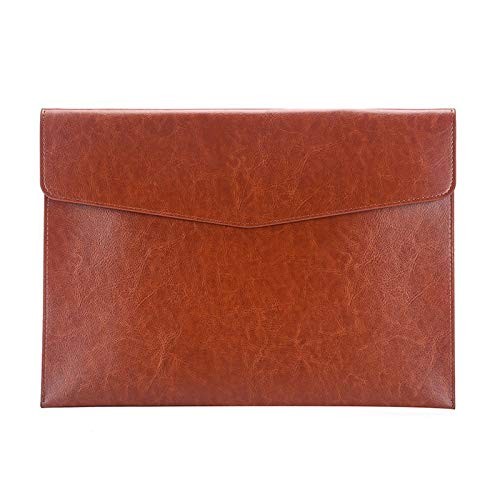 PU Leather File Folder Document Holder Envelope Folder Case with Snap A4 Brown