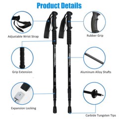 2X Trekking Hiking Poles Nordic Walking Sticks Adjustable Anti-shock Alpenstock