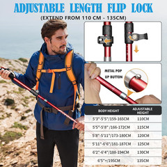 Collapsible Trekking Poles Folding Hiking Poles, Adjustable Height, Lightweight