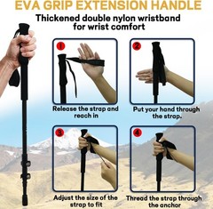 Carbon Fiber Trekking Poles 2 Pcs Ultra Lightweight Telescopic Collapsible