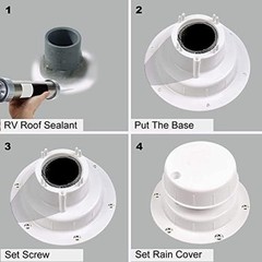 Trailer RV Boat Plumbing Vent Cap Set 13.4CM Dia Sunproof Waterproof Plastic