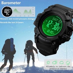 AOSLSI Watch Compass, Altimeter Barometer Thermometer Temperature, Black-A