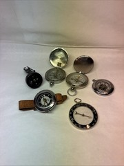 7 Vintage Japan Compass Pocket Wrist Pin On Hunting Hiking Glow In Dark ATCO
