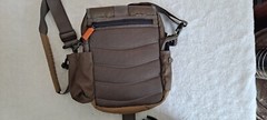 LL Bean Crossbody Bag – Green and Tan with 2 layers of interior pockets.