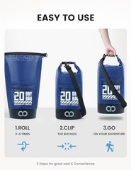 Waterproof Dry Bag with Phone Pouch – 5L//20L/30L/40L Floating 10L Navy Blue