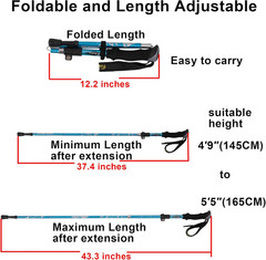 Lightweight Collapsible Trekking Pole – 7075 Aluminum Adjustable Walking Stick f