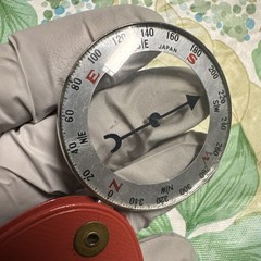 Vintage Japanese Pocket Compass Glass Transparent See Thru Two Sided Japan red