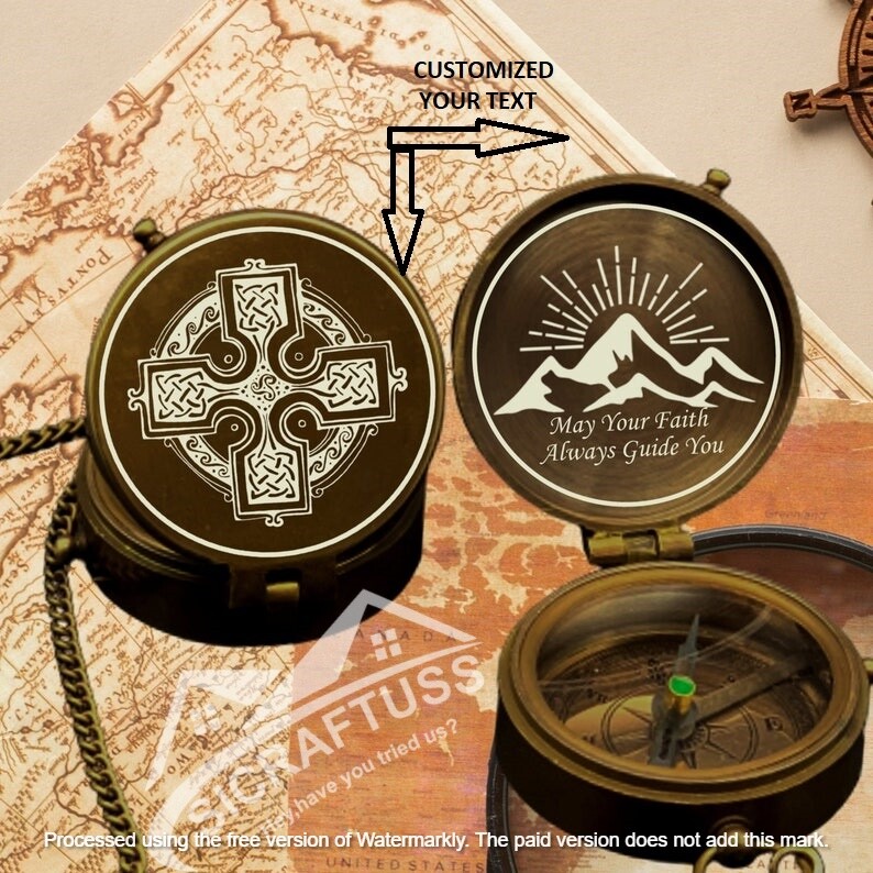 Personalized Brass Compass – Engraved Pocket Compass – Brass Hiking Compass Gift