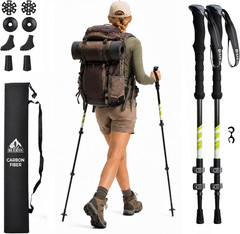 100% 3K Carbon Fiber Trekking Poles for Hiking Ultralight Collapsible Hiking Pol