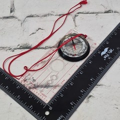 Vintage Clear Compass Magnifying Directional Navigation Survival Tool Red Cord