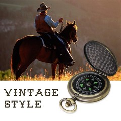 Classic Antique Finish Pocket Compass with Chain | Copper Survival Compass