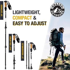 Trekking Poles for Hiking | Collapsible Walking Stick | 24″ to 54″ (Pair of 2)