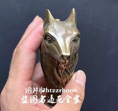 Brass Wolf Head Walking Stick Cane Handle Top Topper Hand Grip Holder Decor