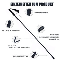 Carbon Fiber Trekking Poles 5 Section Foldable Pair