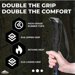 Cascade Mountain Tech Trekking Poles, Twist Blue EVA , One Size
