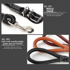 Reinforced PU Leather Dog Leash 1.2m with for cross Stitching for Durability