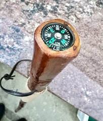 47.5”- Hand Carved -compass End- Hiking Stick – Walking Cane – Grip Wrapped-tip