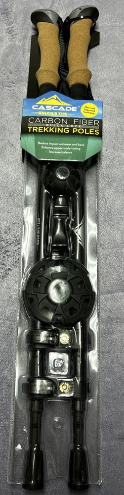 Brand New Cascade Carbon Fiber Trekking Poles Snow Dirt