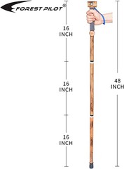 Handcrafted 48-Inch Wooden Walking Stick with Integrated Compass & Storage Pouch
